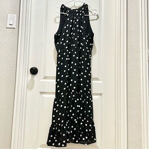 june & hudson polka dot halter neck tie back dress